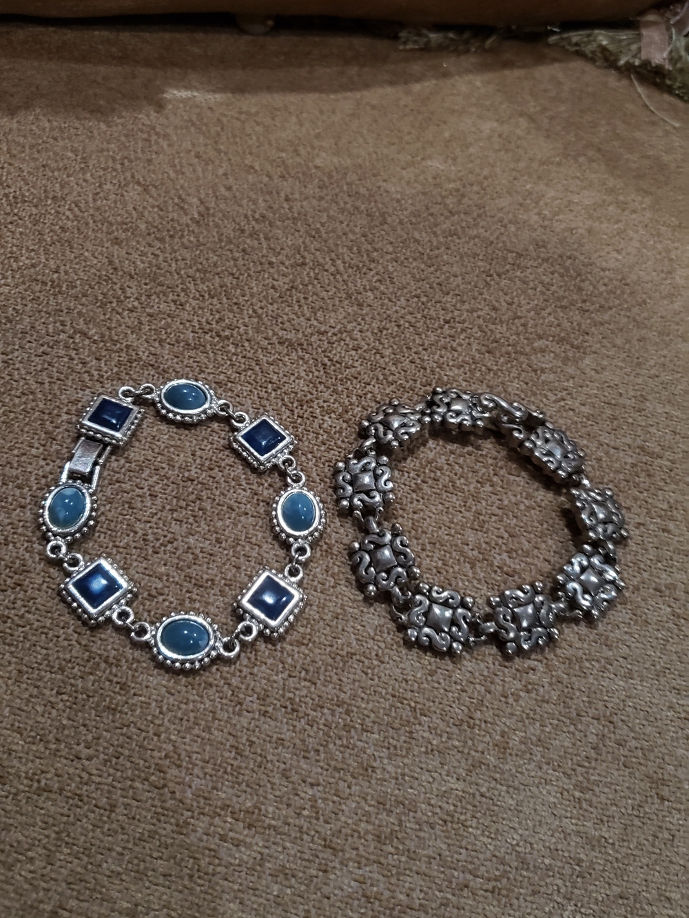 Blue Stone and Silver-Tone Bracelet Set
